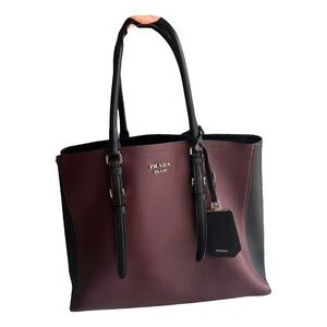 Prada Women's Deep Burgundy and Black Tote